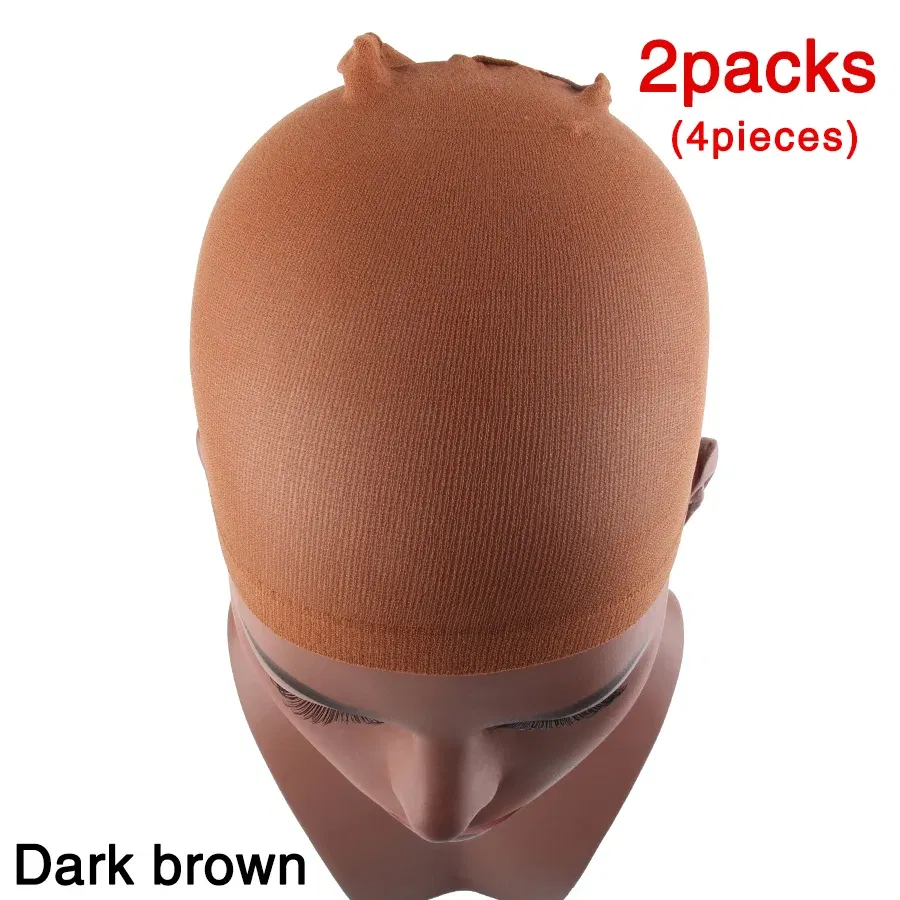 Color: Gold - 1/2/3Packs Wig Cap Stocking Stretch Stocking Wig Caps For Making Wigs Caps Hairnets Stretch Elastic Wig Weaving Cap Brown Black