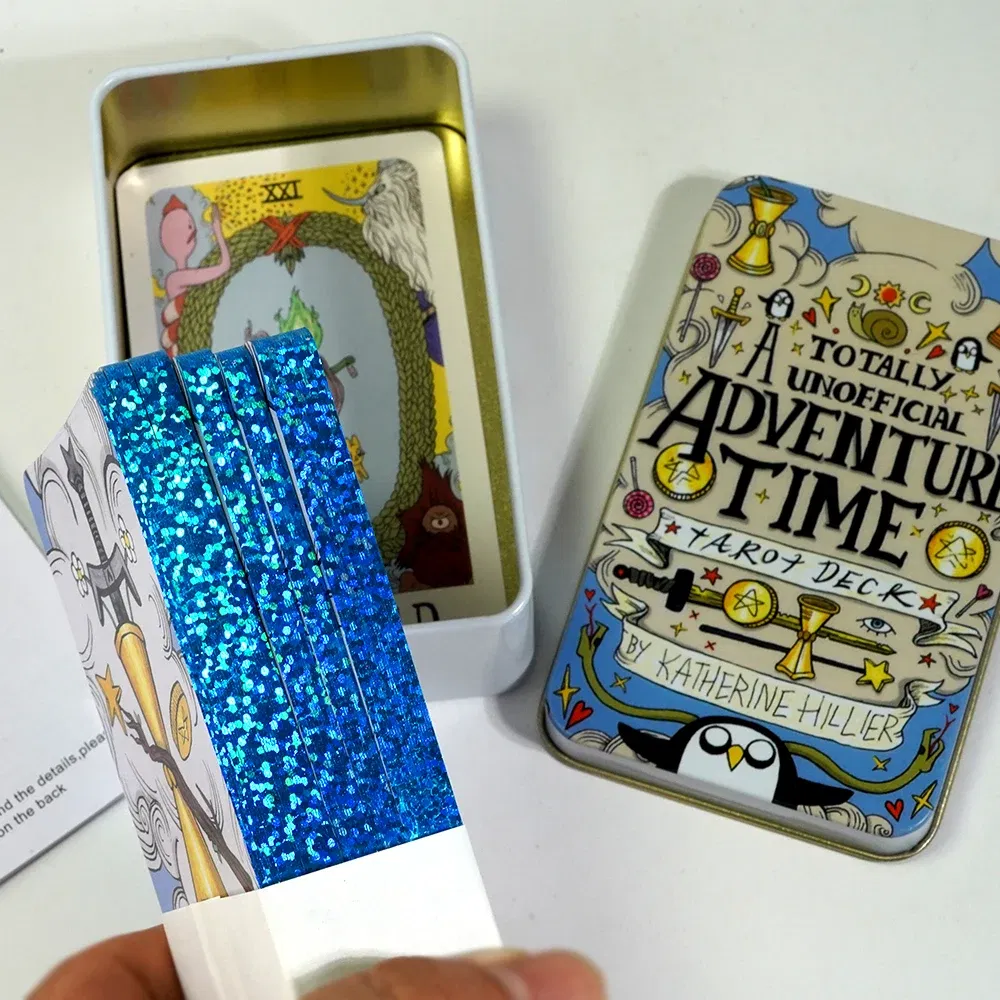 Color: plum - Adventures time Tarot 78pcs Cards in a Tin Metal Box Gold plated Edge Tarot Cards For Divination Tarot Deck Beautiful Package