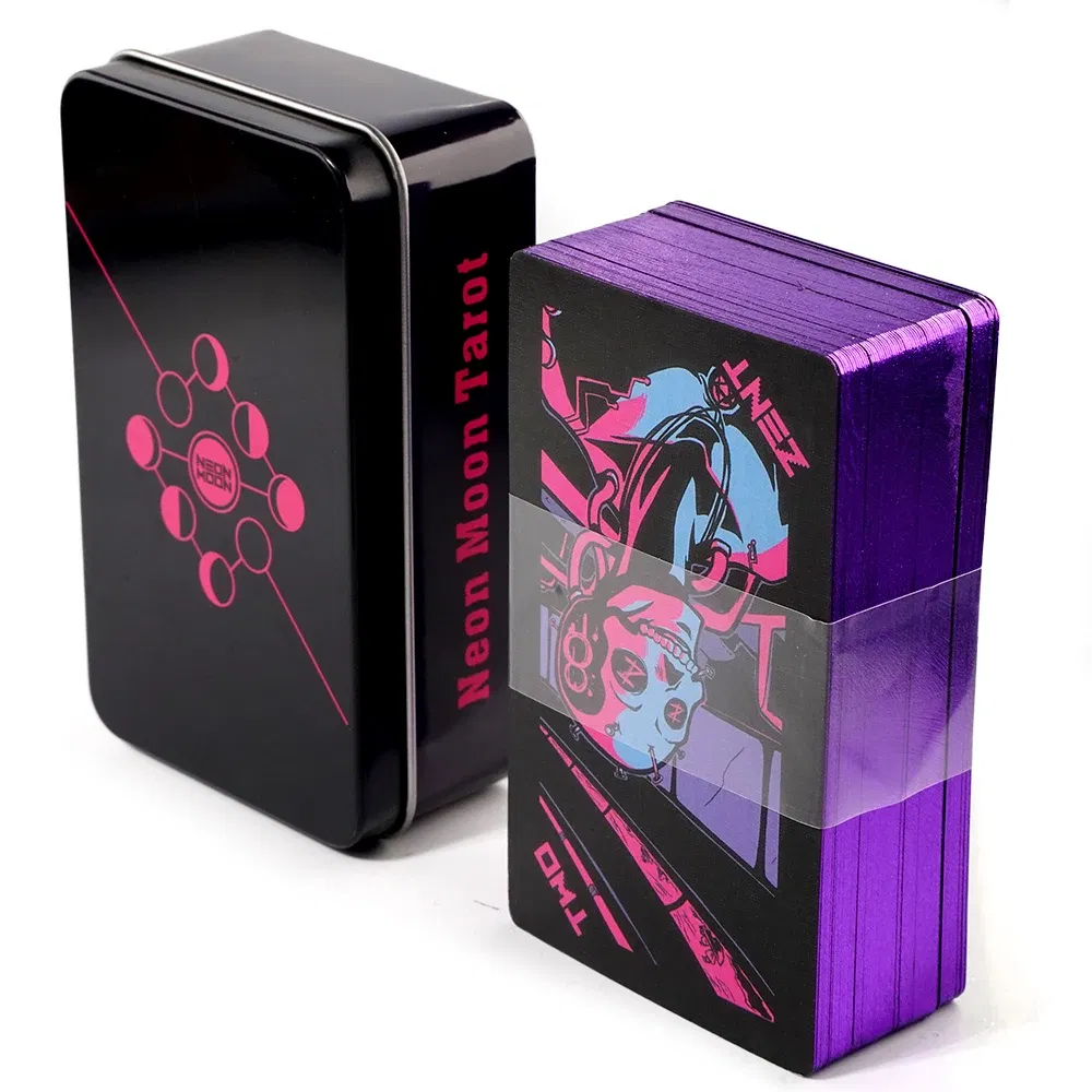 Color: plum - Adventures time Tarot 78pcs Cards in a Tin Metal Box Gold plated Edge Tarot Cards For Divination Tarot Deck Beautiful Package