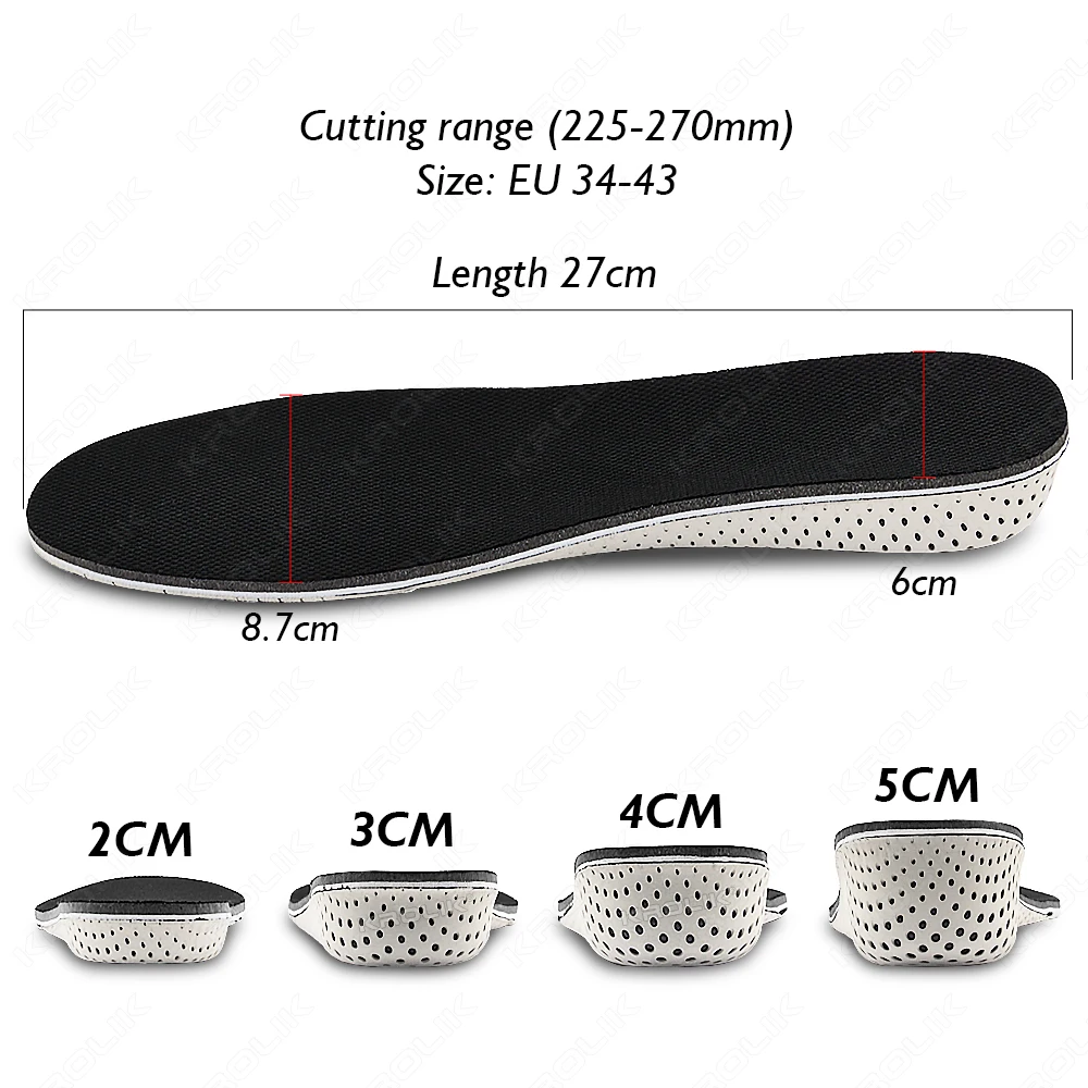 Shoe Size: 1.5 - Height Increase Invisible Insoles For Feet 2/3/4/5cm Height Lift Adjustable Cut Shoes Heel Insert Taller Height Insole For Shoes
