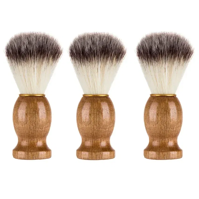 Color: Silver - 1pc High Quality Men Shaving Beard Brush Badger Hair Shave Wooden Handle Facial Cleaning Appliance Pro Salon Tool