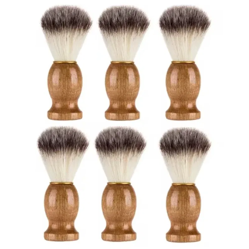 Color: Silver - 1pc High Quality Men Shaving Beard Brush Badger Hair Shave Wooden Handle Facial Cleaning Appliance Pro Salon Tool