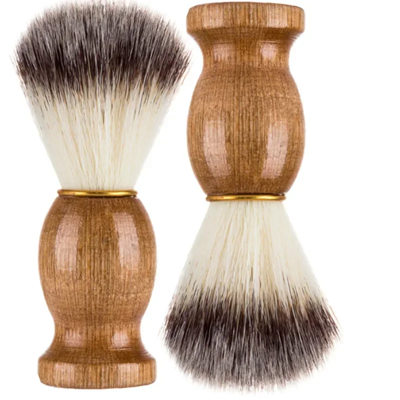 Color: Silver - 1pc High Quality Men Shaving Beard Brush Badger Hair Shave Wooden Handle Facial Cleaning Appliance Pro Salon Tool