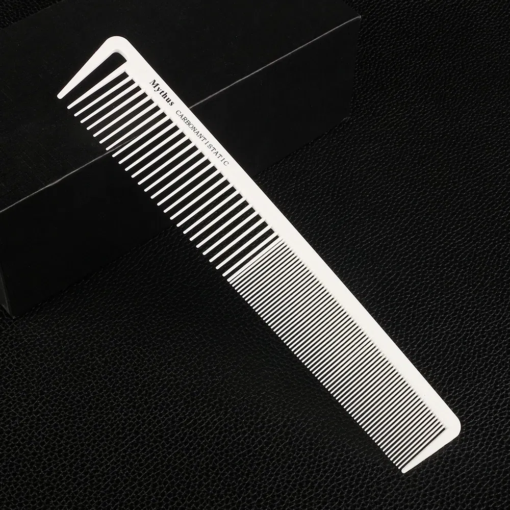 Color: Light Pink - Mythus Hairdressing Carbon Comb For Haircut Barber Anti Static White Rat Tail Comb Beauty Professional Hair Styling Tools Comb