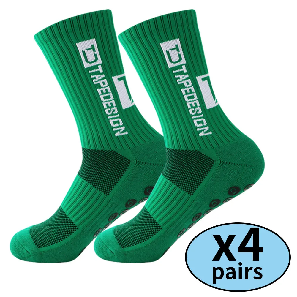 Color: Silver - 4 pairs of new non slip football socks, basketball socks, yoga socks, sports socks, outdoor sports socks