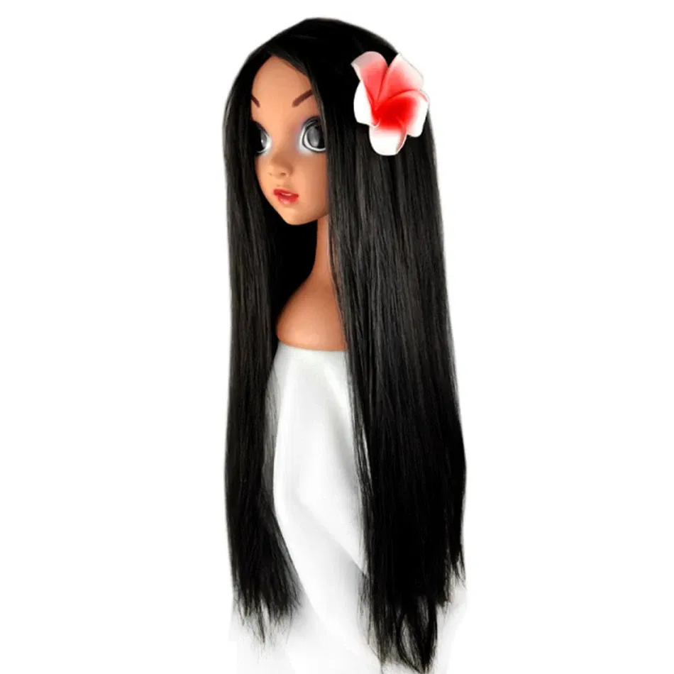 Color: Red - Girl Princess Cosplay Wig Children Mermaid Wig Princess Hair Accessories Carnival Party Wig Princess Dress Accessories Matching