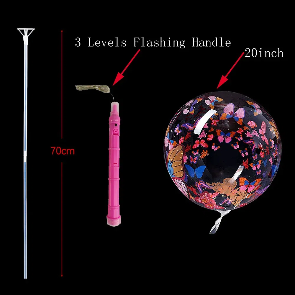 Color: ROSE RED, Ballon Size: 10inch, Shape: Cow - 1/5/10/20/30pcs LED Light Up BoBo Balloons Colorful 3 Levels Flashing Handle 20 Inches Bubble Balloon 70cm Stick