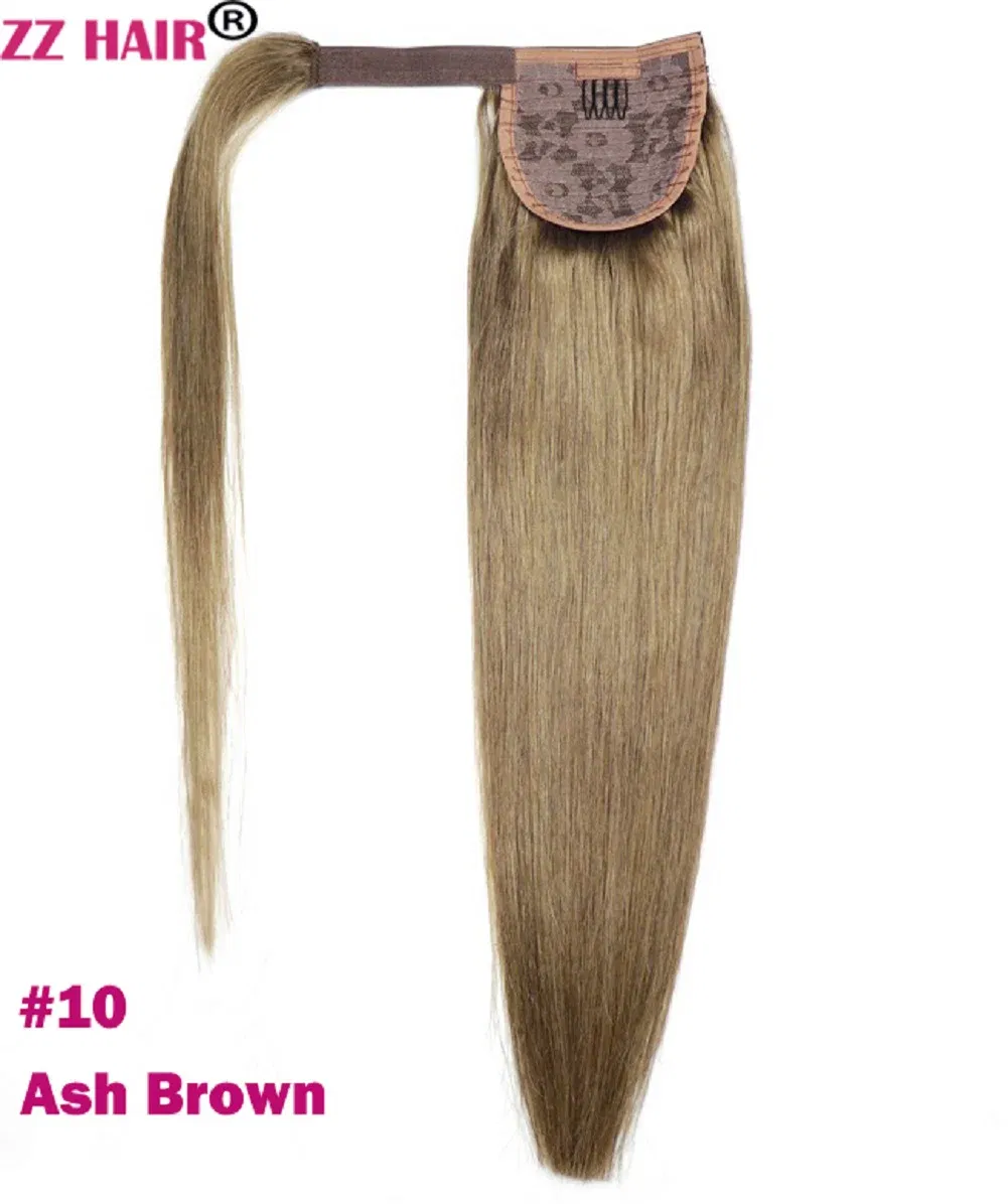 Color: #10, Life Span: 6 Months With Proper Care, Stretched Length: 18inches, Longest Hair Proportion: 35%-45% - ZZHAIR 100% Human Hair Extensions 16"-28" Machine Made Remy Magic Wrap Around Ponytail 60g-120g Clip In Horsetail Stragiht