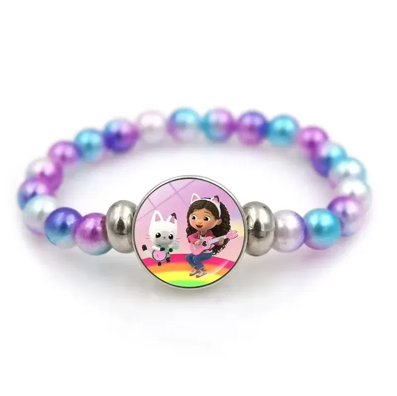 Color: MULTI, Size: 12" - Gabby Dollhouse Bracelet Fashion Beaded Wristband Cartoon Anime Jewelry Accessories Kids Girls Boys Birthday Baby Shower Gift
