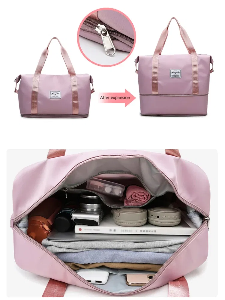 Color: GRAY - UNIXINU Carry On Travel Duffle Bag Nylon Waterproof Sports Gym Tote Bags for Women Large Capacity Storage Luggage Handbag