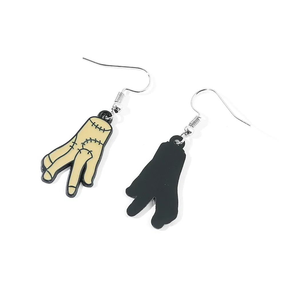 Metal Color: Orange, Ships From: CHINA - Trend TV Wednesday Addams Earrings Cosplay Props Thing Hand Letter W Pendant Ear Drop Earrings for Women Jewelry Accessories