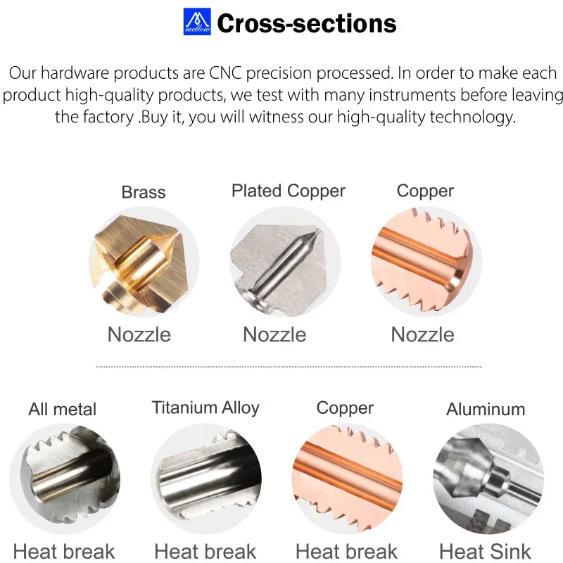 Mellow NF V6 nozzle Bimetallic Copper&Hardened steel 3D printer parts DLC nozzles 3d prints