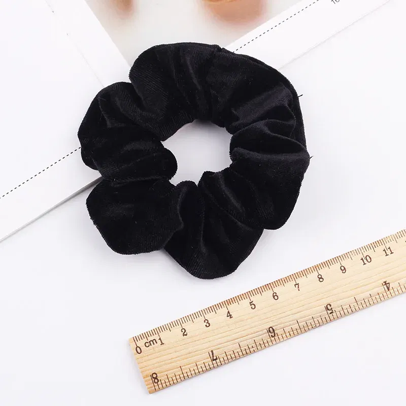 Color: Lavender - New Fashion gold velvet Women Pure color wild Large intestine Elastic Hair Sports Dance Scrunchie Girls Hair Accessories