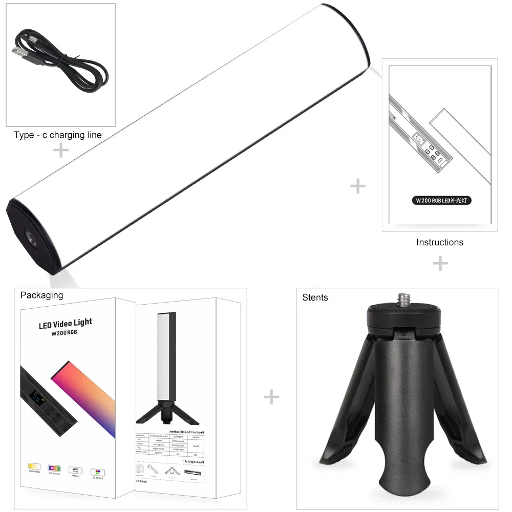 Color: BROWN, Ships From: CHINA - SH W200 RGB Photography Light 2500k-9000K 3000mah With Diffuser Effect Light Stick Outdoor Vlog Video Fill Lighting