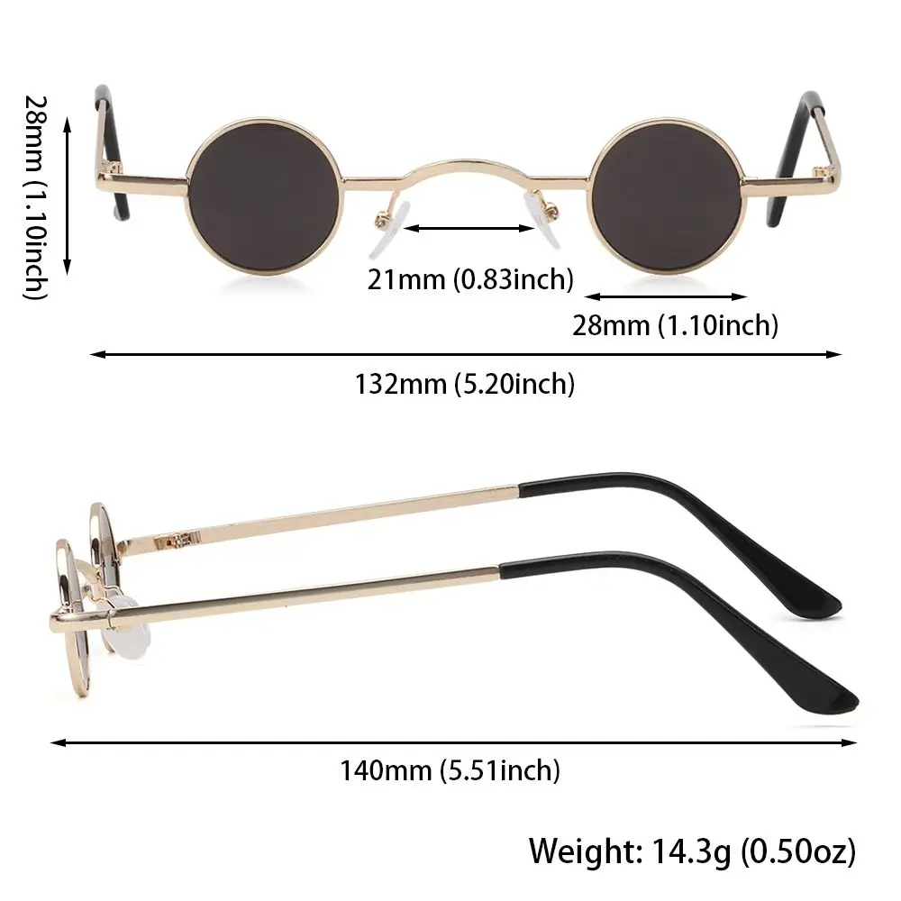 Lenses Color: black, Frame Color: WHITE - Small Round Rock Punk Sunglasses for Women Men Ultra Metal Frame Hip Hop Sun Glasses Candy Color Fashion Shades Driving Eyewear