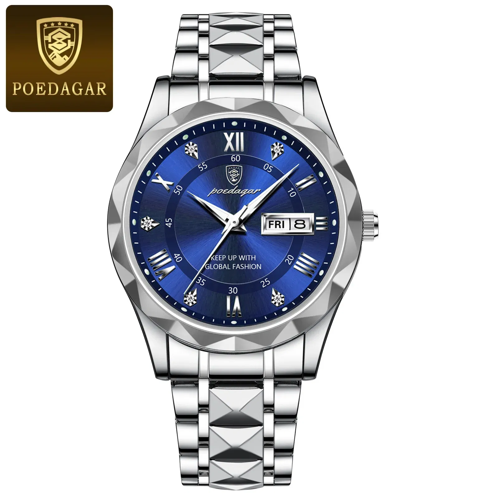Color: Ivory - POEDAGAR Top Luxury Men Quartz Watch For Men Sports Waterproof Luminous Stainless Steel Date Week Men's Watches Male Clock reloj