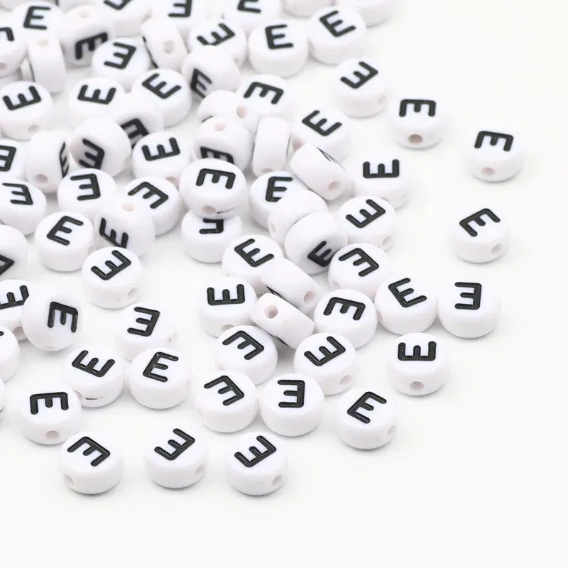 Color: Silver, Item Diameter: 2mm - 50/100pcs/lot 7x4mm White Round A-Z Alphabet Letter Acrylic Loose Spacer Beads for Jewelry Making Diy Bracelet Accessories