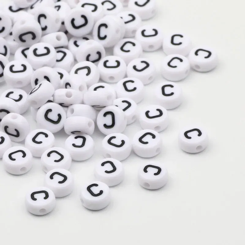 Color: Silver, Item Diameter: 2mm - 50/100pcs/lot 7x4mm White Round A-Z Alphabet Letter Acrylic Loose Spacer Beads for Jewelry Making Diy Bracelet Accessories