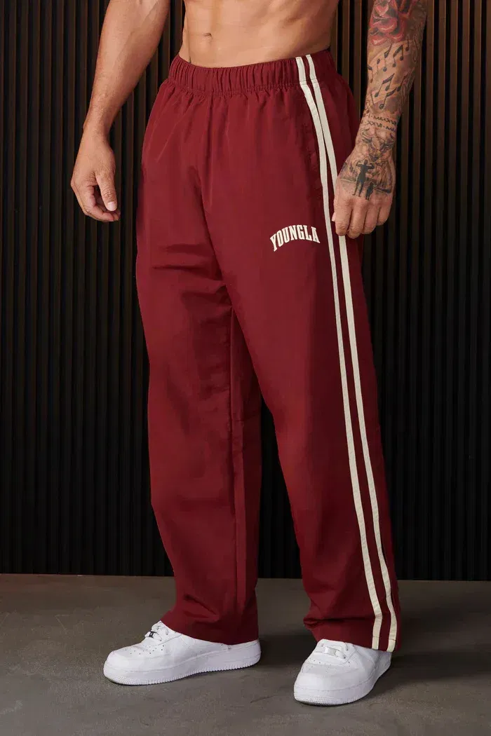 Color: army green, Size: L - Jogger Men's Sweatpants Gym Sports Fitness Splicing Strips Printing Mid Waist Casual Pants Ya Fashion Men Clothing Wide Leg Pan