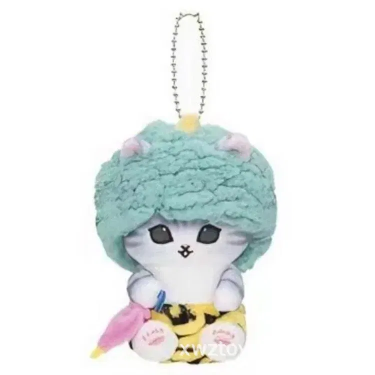 Color: Light Grey - Hot Kawaii Plush Keychain Pendant Cartoon Mofusand Shark Cat Cross-Dressing Hello Kitty Kuromi Doll Stuff Backpack Decor Toys