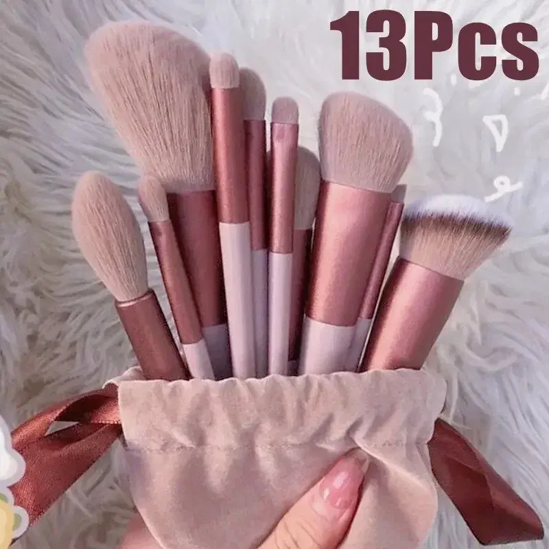 Color: WHITE, Ships From: CHINA - 13 PCS Makeup Brushes Set Eye Shadow Foundation Women Cosmetic Brush Eyeshadow Blush Beauty Soft Make Up Tools Bag