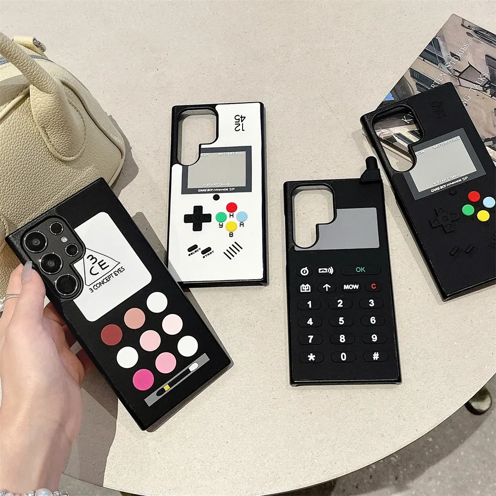 Color: Blue, Material: Plastic - S24 Ultra Case 3D Cute Game Box Design Cellphone Luxury for Samsung Galaxy S23 S24 Ultra Phone Cases Cartoon Shockproof Cover