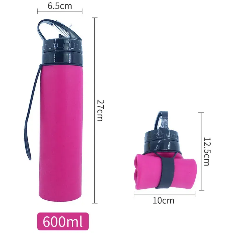 Color: Blue, Ships From: CHINA, Capacity: 500-1000ml - 2024 New Outdoor Sports Silicone Water Bottle Mountaineering Riding Portable Silicone Foldable Water Bottle