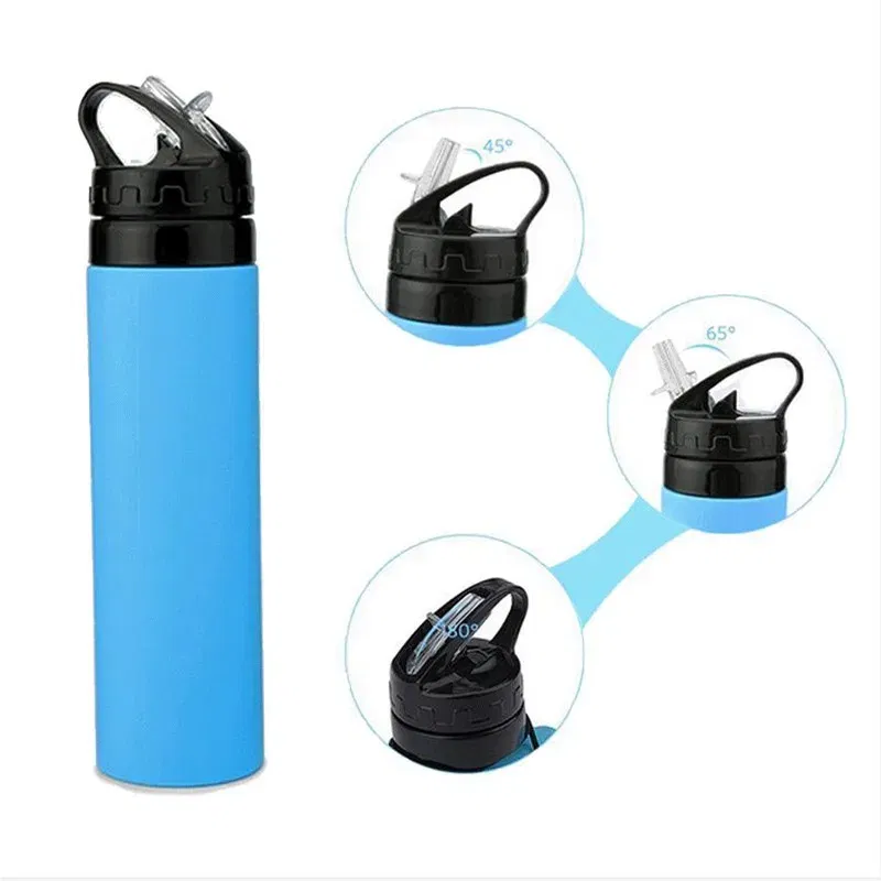 Color: Blue, Ships From: CHINA, Capacity: 500-1000ml - 2024 New Outdoor Sports Silicone Water Bottle Mountaineering Riding Portable Silicone Foldable Water Bottle