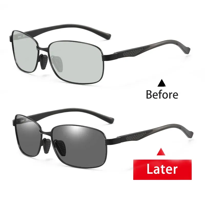 Lenses Color: WHITE, Frame Color: green - Myopia Photochromic Sunglasses Diopter Polarized Driving Goggle Men Chameleon Change Color transition Prescription Sun Glasses