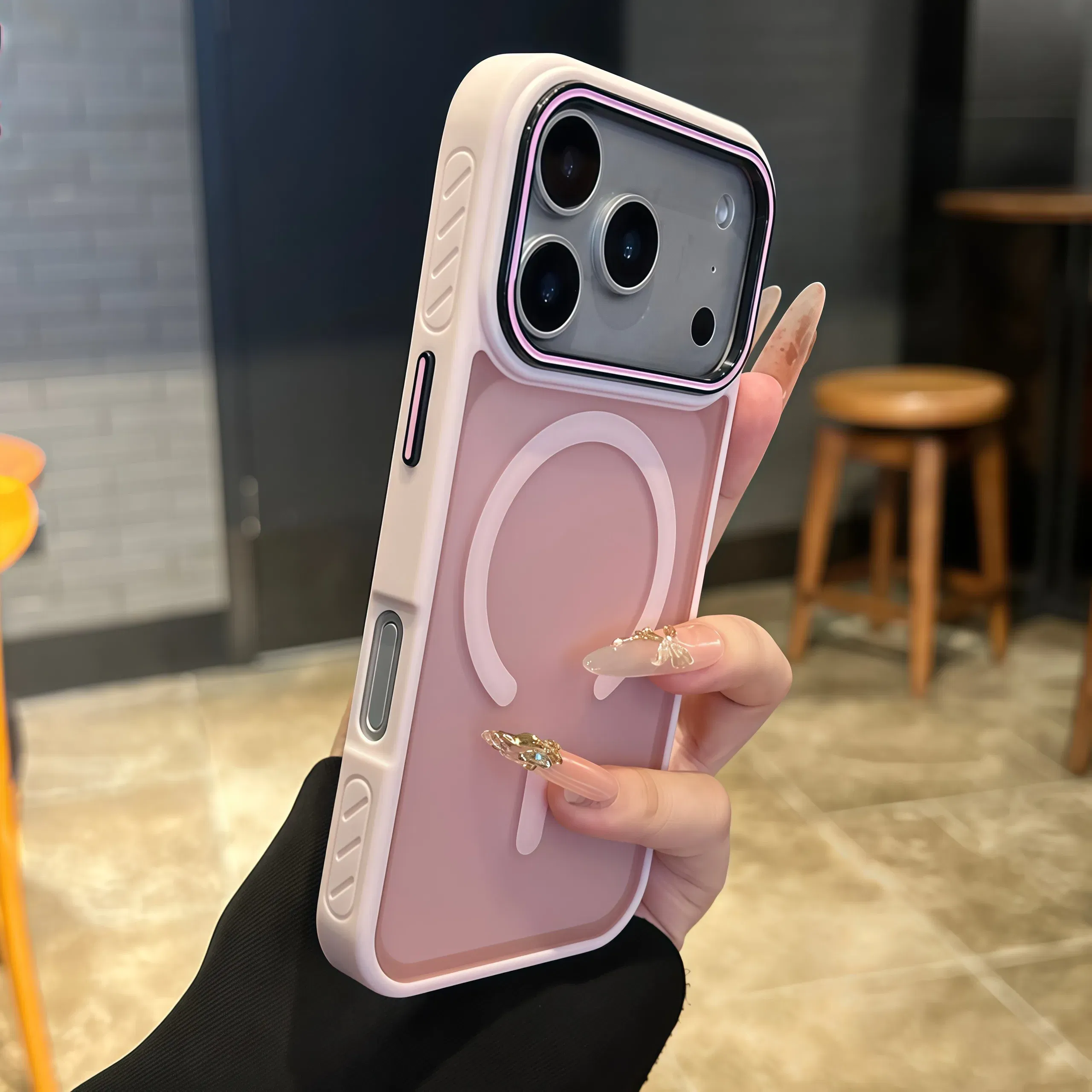 Color: Pink, Compatibility by Model: iPhone 13 Pro - Wireless Charging Matte Magnetic Case for iPhone 17 16 ProMax 15 14 Plus 13 12 11 17 Air Anti Fall Bumper Translucent TPU Cover