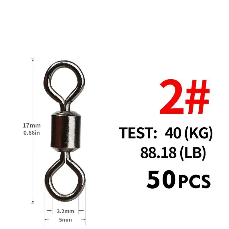 Color: WHITE - 50PCS/Lot Fishing Swivel Sizes Solid Connector Ball Bearing Snap Fishing Swivels Rolling Stainless Steel Beads