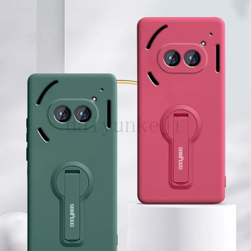 Color: BRIGHT PINK, Material: CANVAS - Liquid Silicone Case For Nothing Phone 2A Plus 3A Soft Cover Shockproof Protective Phone Case with Holder Screen Film