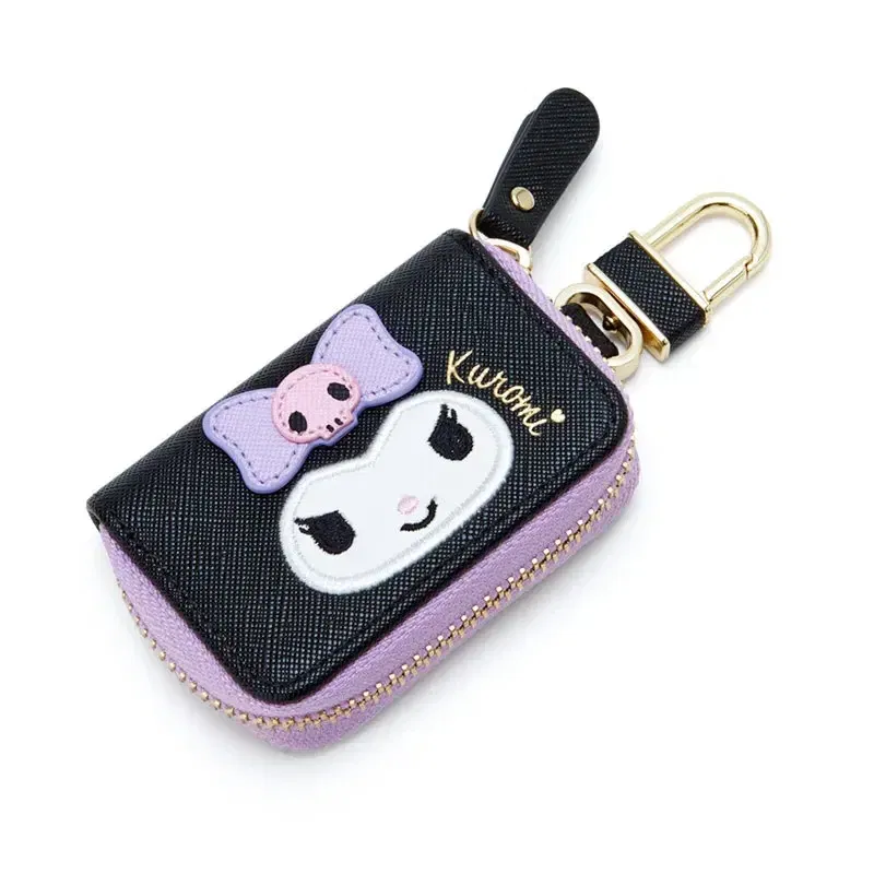Color: PURPLE - Hello Kitty Car Key Case Cover Sanrio Key Organizer Melody Keychain Pouch Cinnamoroll Keychain Wallet Women Coin Purse Keychain