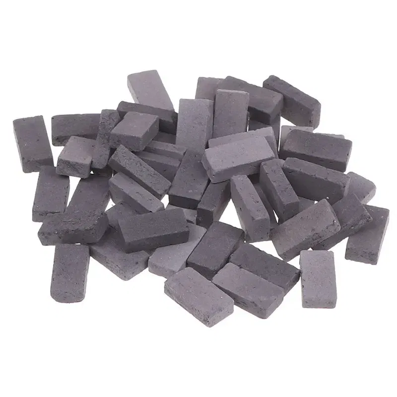 Color: light green - 50PCS 1/16 Dollhouse miniature simulation brick diy sand table landscape scenery clay Scenery Buildings Toys