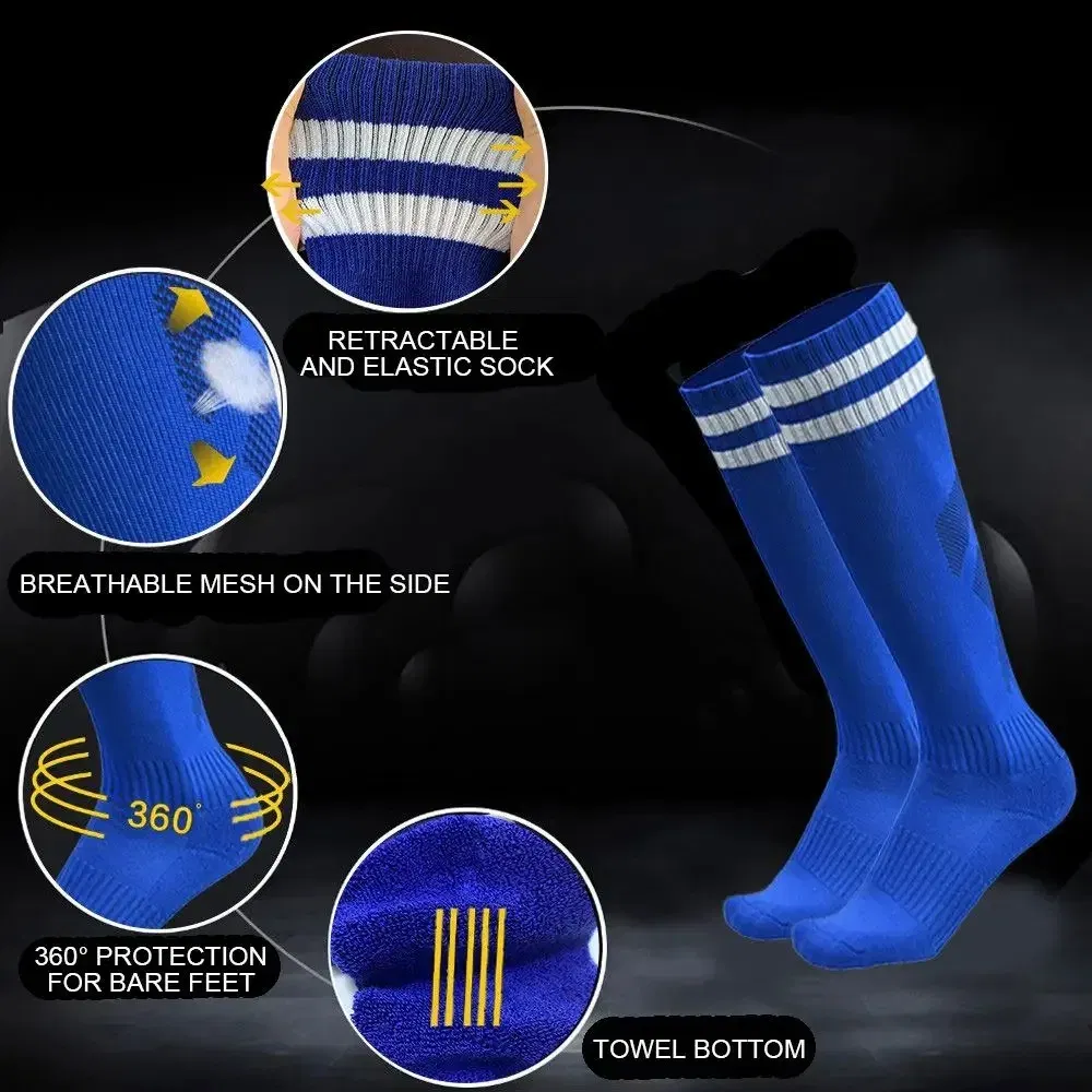 Color: Black - 1 Pair Sports Football Socks Non-slip Grip Football Socks Children Outdoor Running Fitness Socks