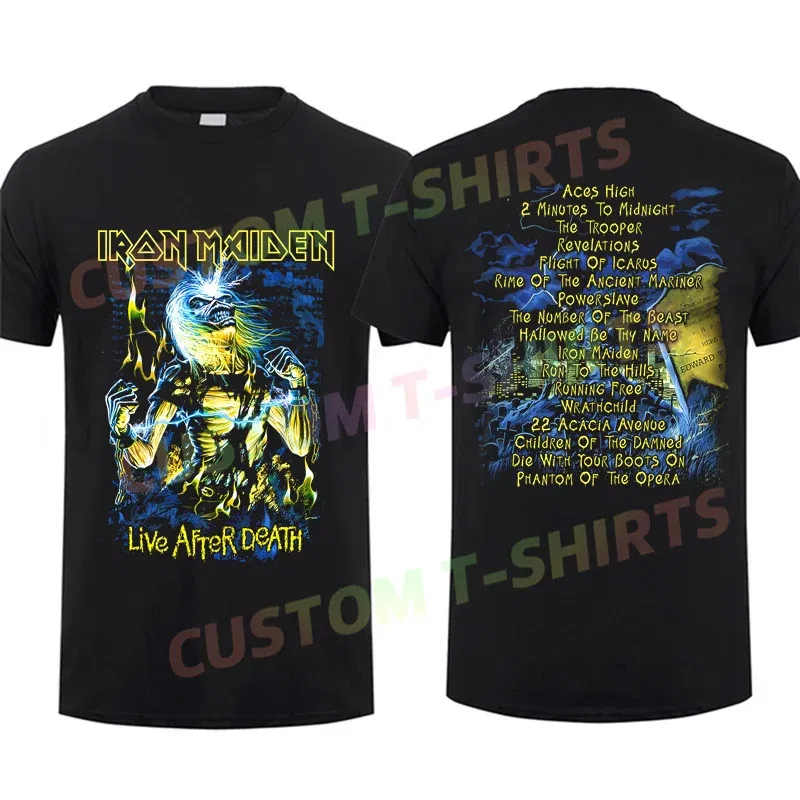 Color: Beige, Size: XXL - 2024 Men T Shirt Casual Iron The Future Past 2024 Tour Maidens T-shirt Graphic Summer Short Sleeves 100% Cotton S-3XL Cool Tee