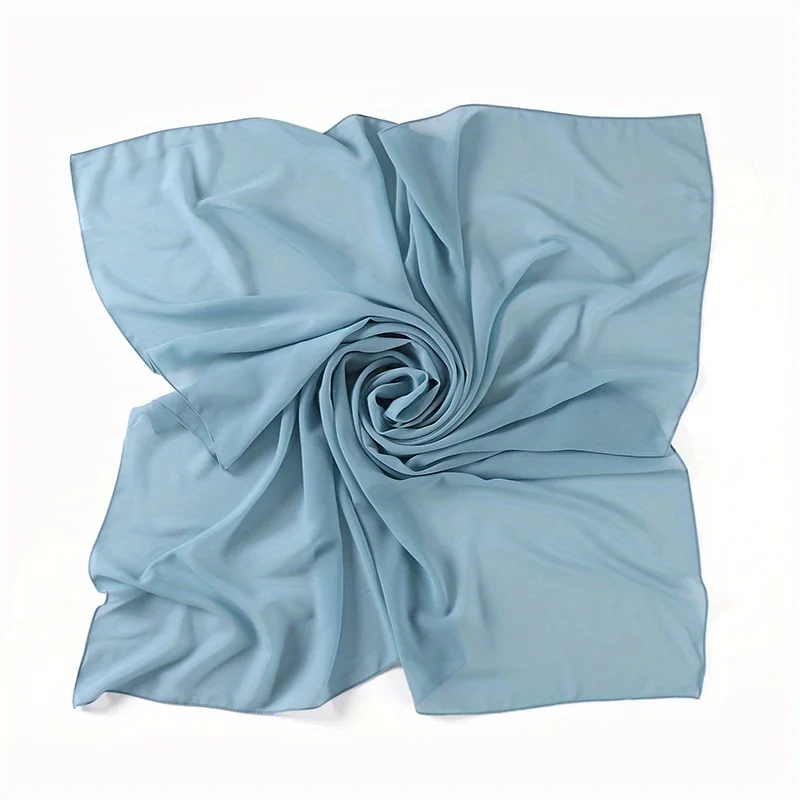 Color: PURPLE, Size: One Size - 110*110cm Chiffon Square Hijabs Scarf For Woman Muslim Turban Hat Islam Headscarf Women Plain Veil Jersey Hijabs Ramadan