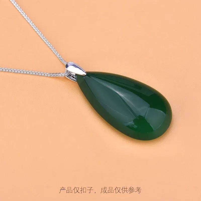 Color: black - S925 Sterling Silver melon seeds pair clip pin buckle emerald jade button head hand woven jewelry DIY accessories material packa