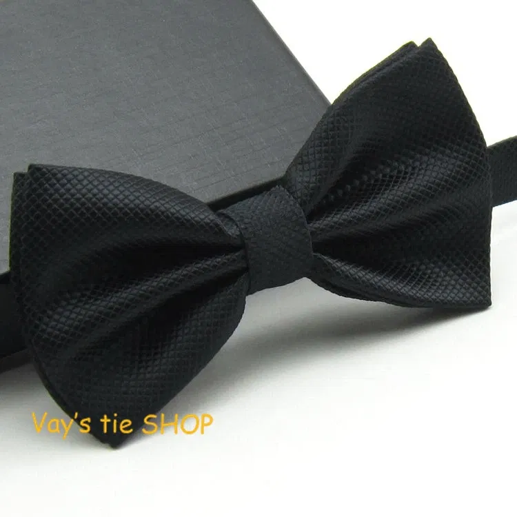 Mens Pajaritas 2021 Fashion Bowtie Dull Jacquard Plaid Grid Bow Ties Leisure Solid Wedding Tuxedo Butterfly Black 12*6CM