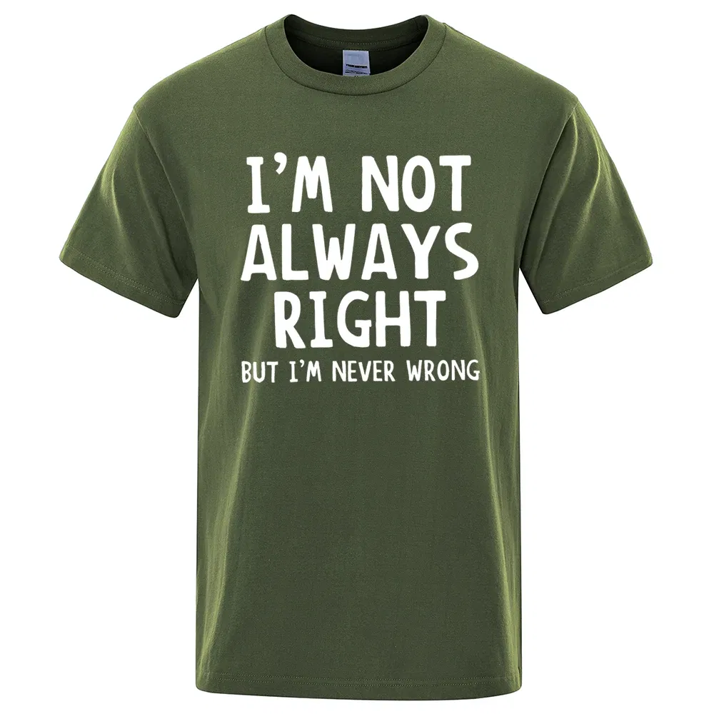Color: Gold, Size: S - I'M Not Always Right Letter Male T-Shirt High Quality T Shirts Summer Oversized Short Sleeve Clothes Cotton Loose Street Tops