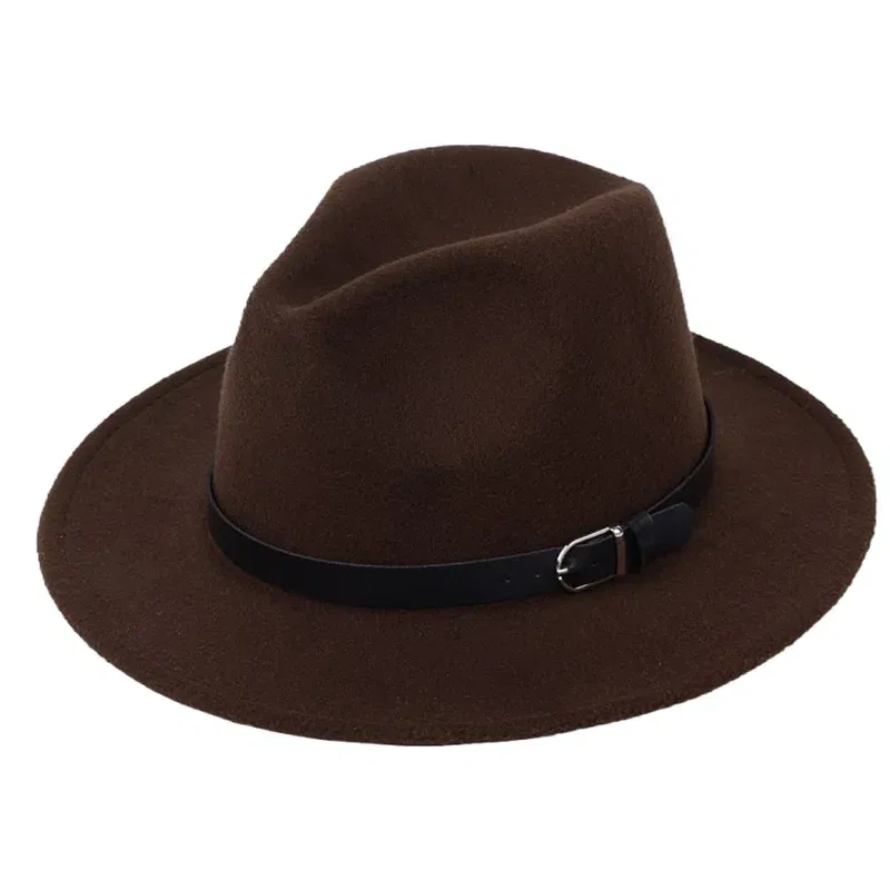 Color: Dark Grey, Size: M - Classic British Fedora Hat Men Women Imitation Woolen Winter Felt Hats Fashion Jazz Hat Chapeau Wholesale
