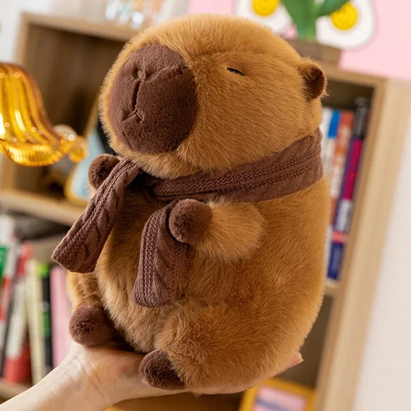 35CM Hot Plush Stuffed Doll Cute Scarf Pufferfish Plush Kawaii Animal Toy Children's Birthday Gift Capybara Doll Kids Toys
