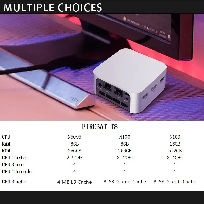 Color: Blue, Ships From: CHINA - 2025 T8 Pro Plus Mini PC Intel Celeron N5095 N100 Desktop Gaming Computer 8GB 16GB 256GB 512GB DDR4 DDR5 WIFI5 BT4.2