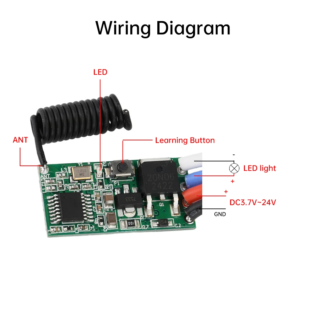 Color: black - DC 3V-24V 433MHz Wireless Remote Control Switch Long Range Mini Receiver and 433 MHz Transmitter LED Remote Control Power Supply