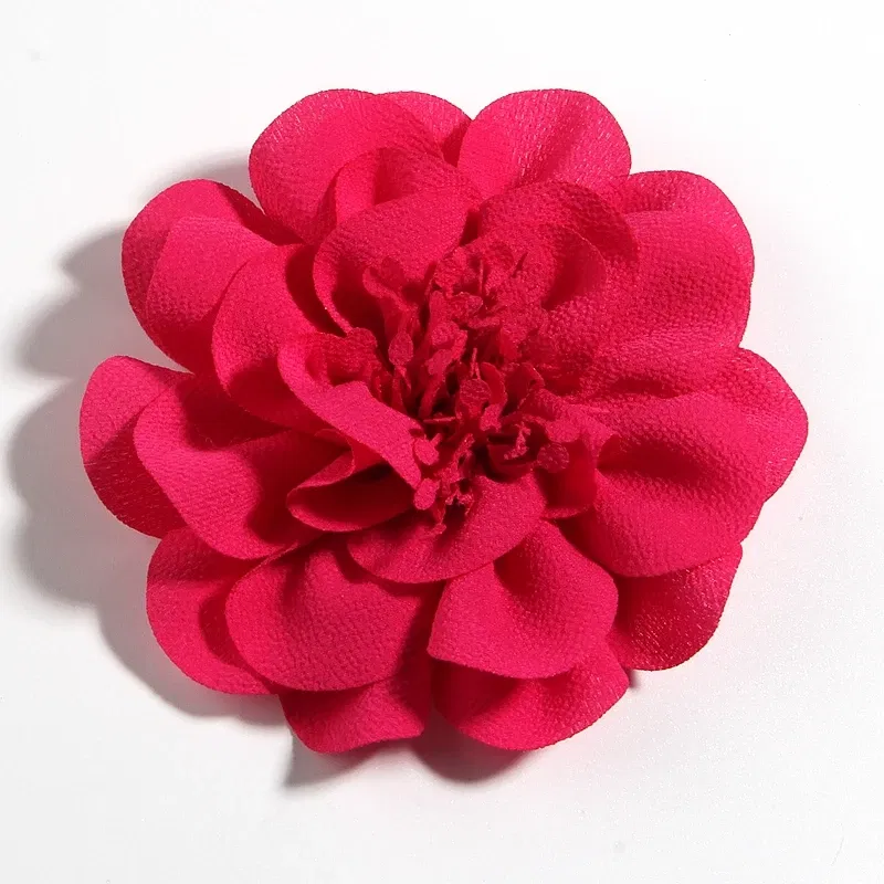 Color: SKY BLUE - 1PC 10CM 3.8" Big Chiffon Flowers Hair Clips Hairpins Handmade Artificial Rolled Rose Fabric Flower For Girls Head Accessories