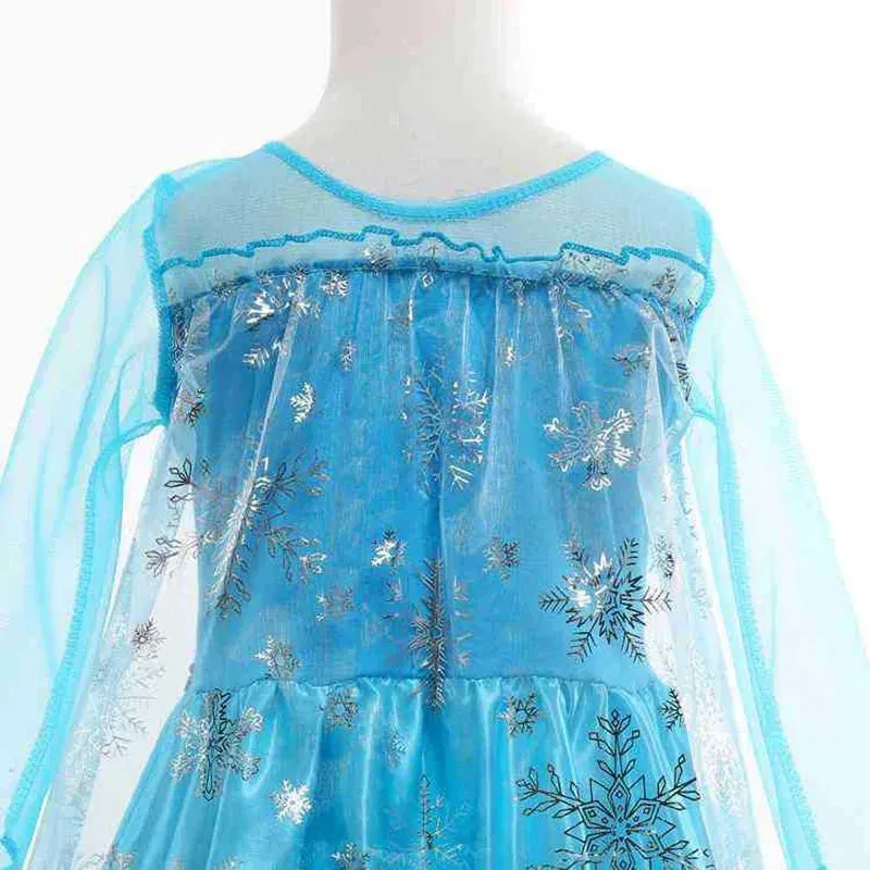 Color: army green, Kid Size: 4T - Disney Girls Cospaly Snow Queen Elsa Costumes Kids Carnival Party Prom Gown Robe-Playing Children Clothes Frozen Princess Dress
