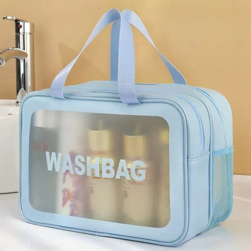 Color: Pink - Wet-dry separation makeup bag portable toiletry bag travel essentials large capacity storage bag fitness swimming essentials