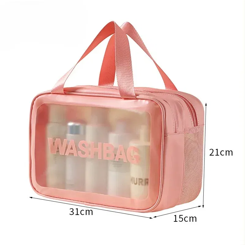Color: Pink - Wet-dry separation makeup bag portable toiletry bag travel essentials large capacity storage bag fitness swimming essentials