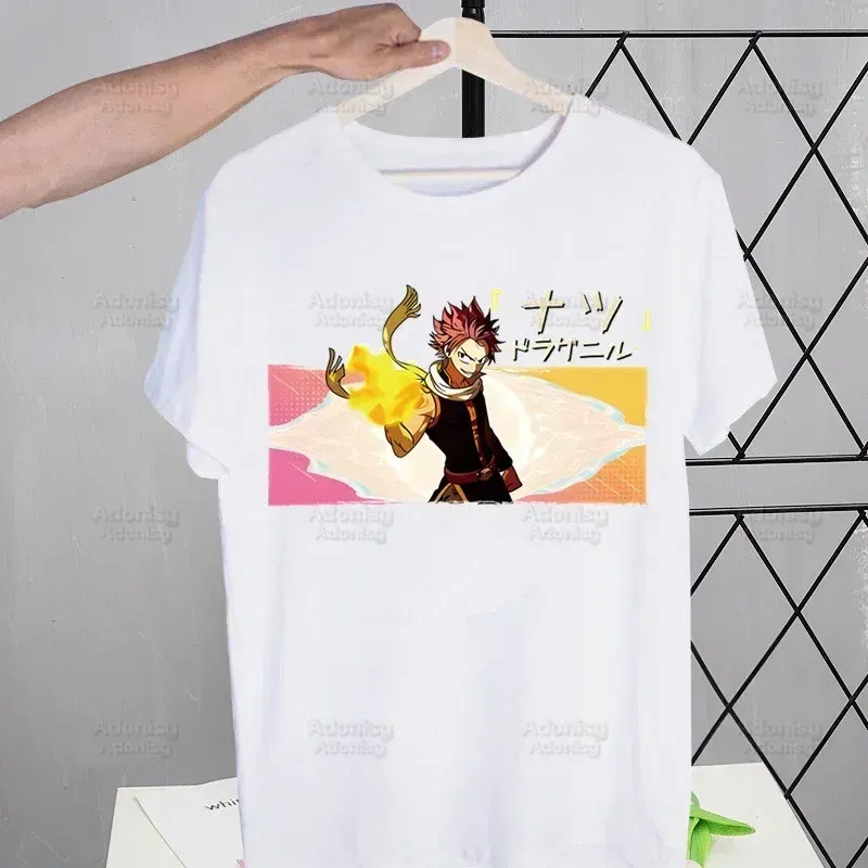 Color: Lavender, Size: XXL - Anime Fairy Tail Cartoon Natsu Erza Gray Lucy T-shirts Summer Men/Women Hip Hop Tshirt Streetwear t shirts Short Sleeve Tops