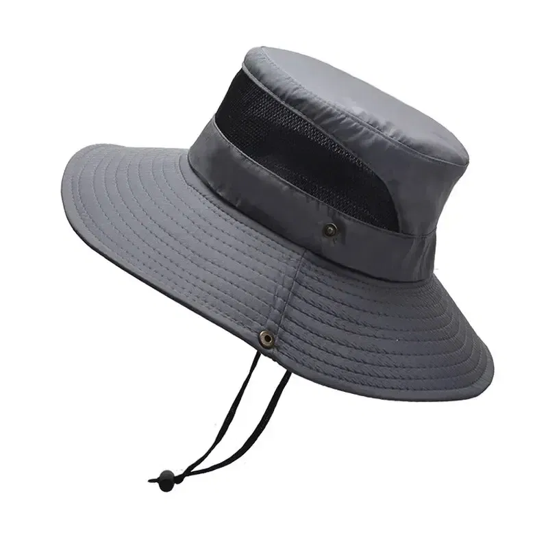Color: Dark Grey, Size: One Size - 100% Polyester New Summer Breathable Fisherman Hat Outdoor Mountaineering Hat Big Eaf Sunshade Hat Benni Hat